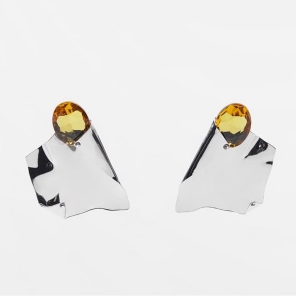 IRREGULAR RESIN EARRINGS - Silver | ZARA NWT 🔥✨🔥🔥 - Picture 1 of 8